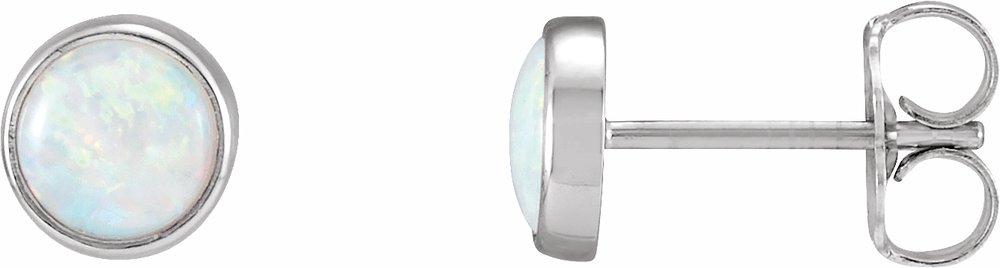 14K White Gold Natural White Opal Earrings
