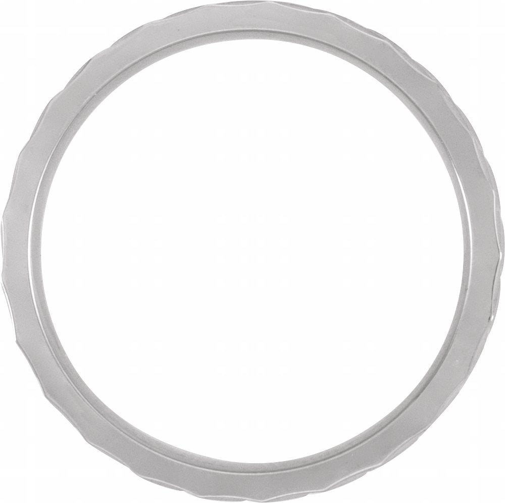 14K White Gold 6 mm Tread Pattern Flat Band Size 10