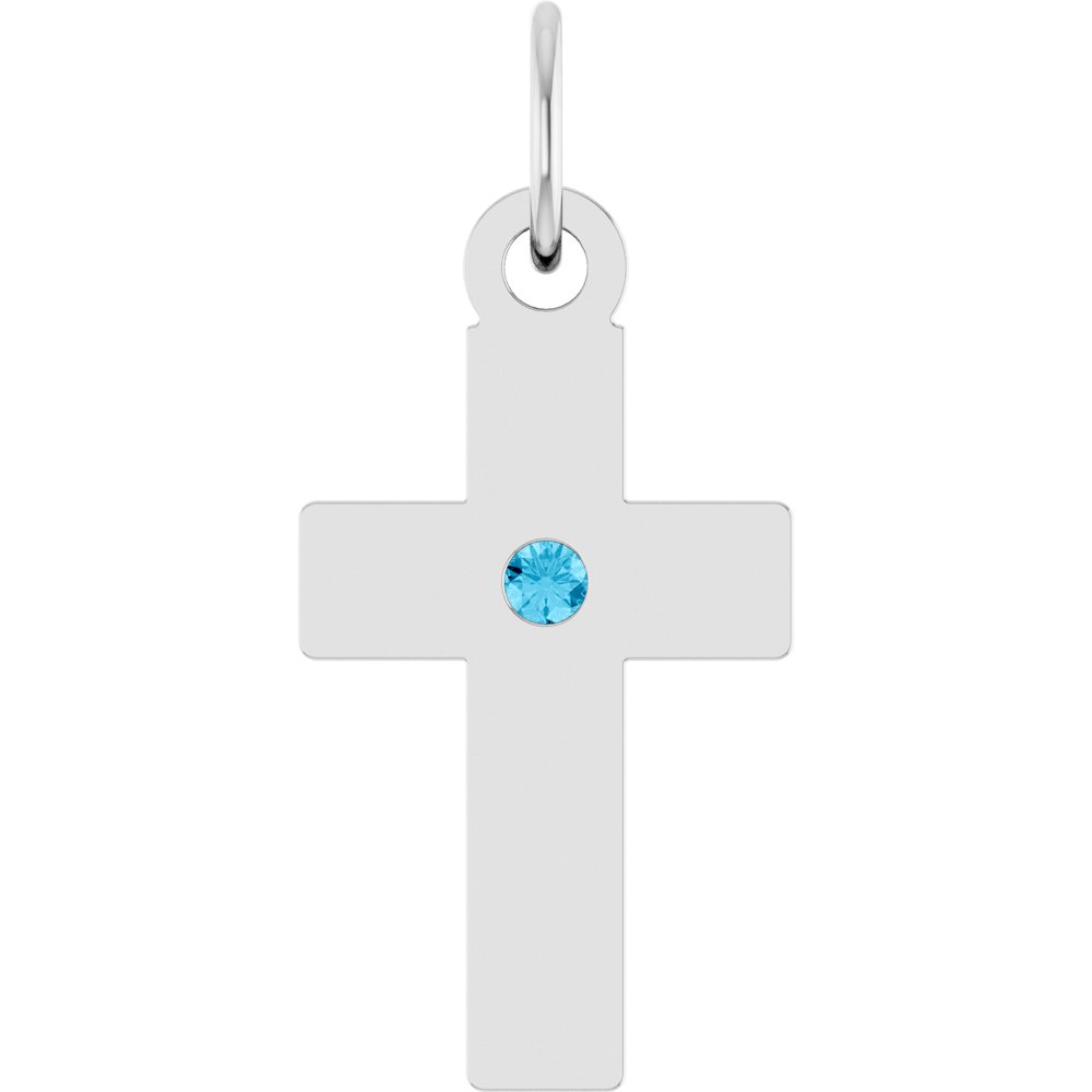 Sterling Silver Natural Aquamarine Cross Pendant
