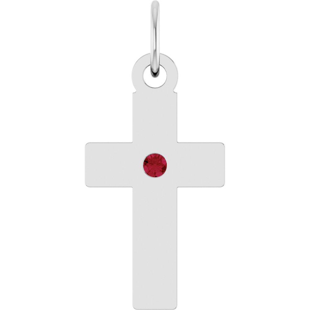 Sterling Silver Lab-Grown Ruby Cross Pendant