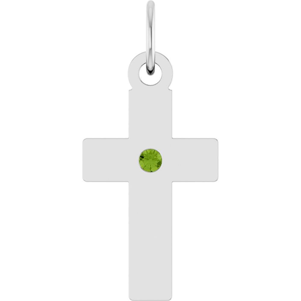 Sterling Silver Natural Peridot Cross Pendant
