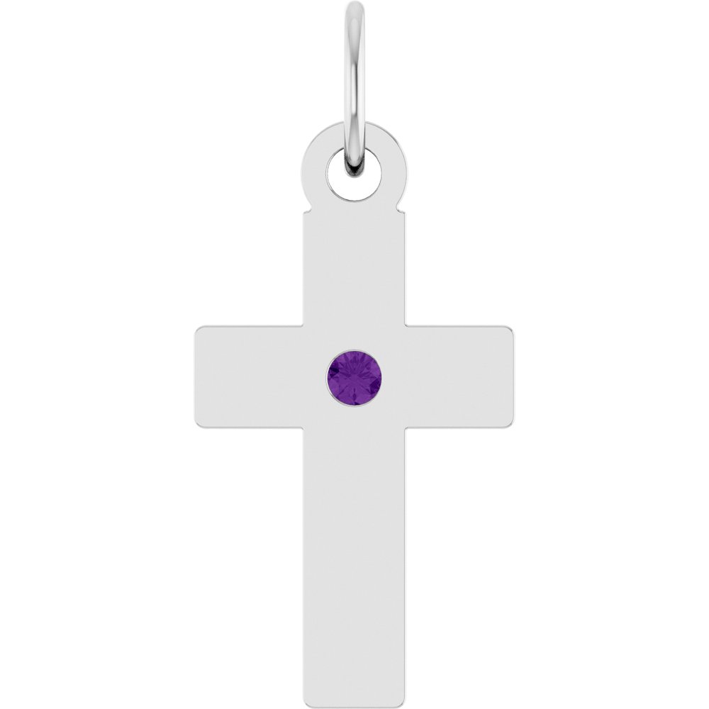 Sterling Silver Natural Amethyst Cross Pendant