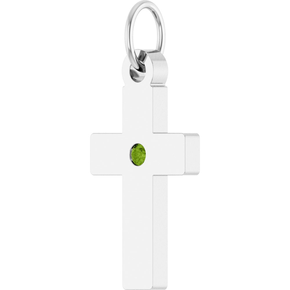 Sterling Silver Natural Peridot Cross Pendant