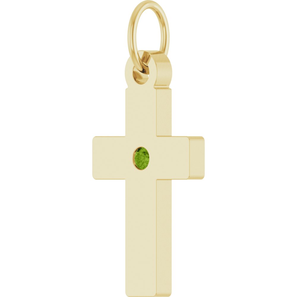 14K Yellow Gold Natural Peridot Cross Pendant