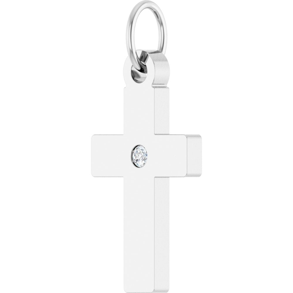 14K White Gold Lab-Grown Diamond Cross Pendant