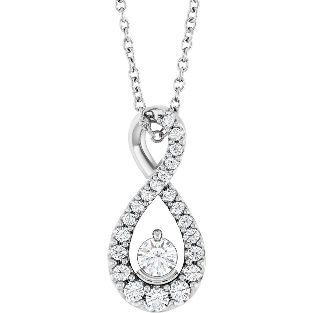 14K White Gold 1/4 CTW Lab-Grown Diamond 16-18" Necklace