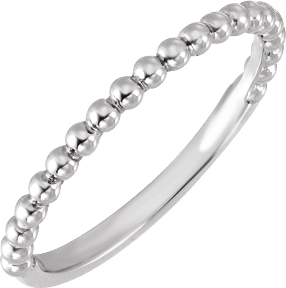 14K White Gold Beaded Band