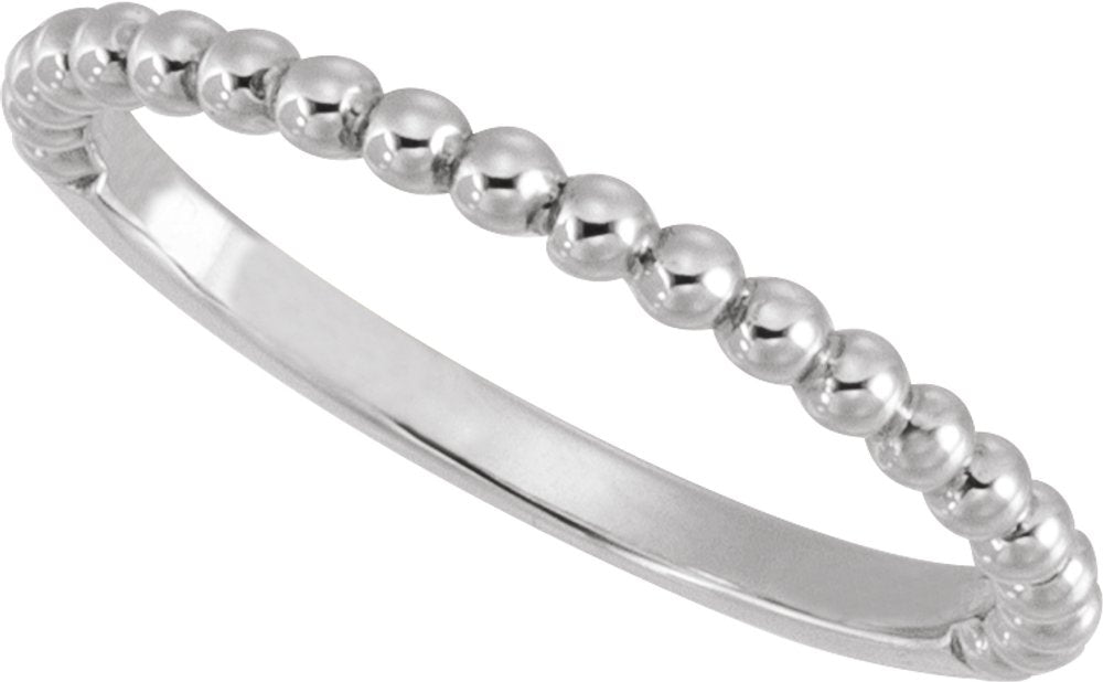 14K White Gold Beaded Band
