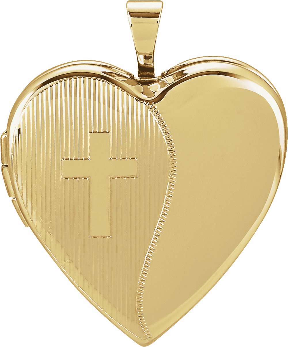 14K Yellow Gold 25x19 mm Heart Cross Locket