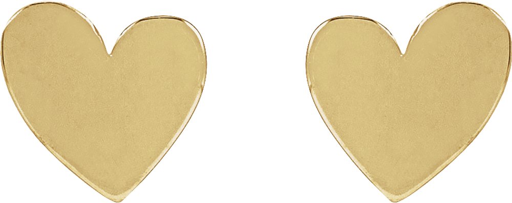 14K Yellow Gold 4 mm Asymmetrical Heart Earrings