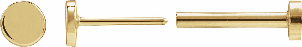 14K Yellow Gold 3 mm Engravable Disc Earrings