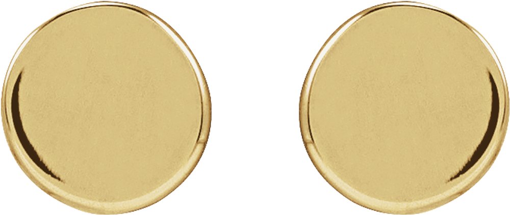 14K Yellow Gold 3 mm Engravable Disc Earrings