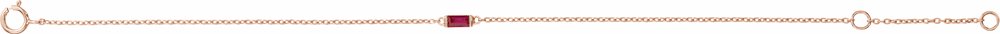14K Rose Gold Straight Baguette Natural Ruby 6 1/2-7 1/2" Bracelet