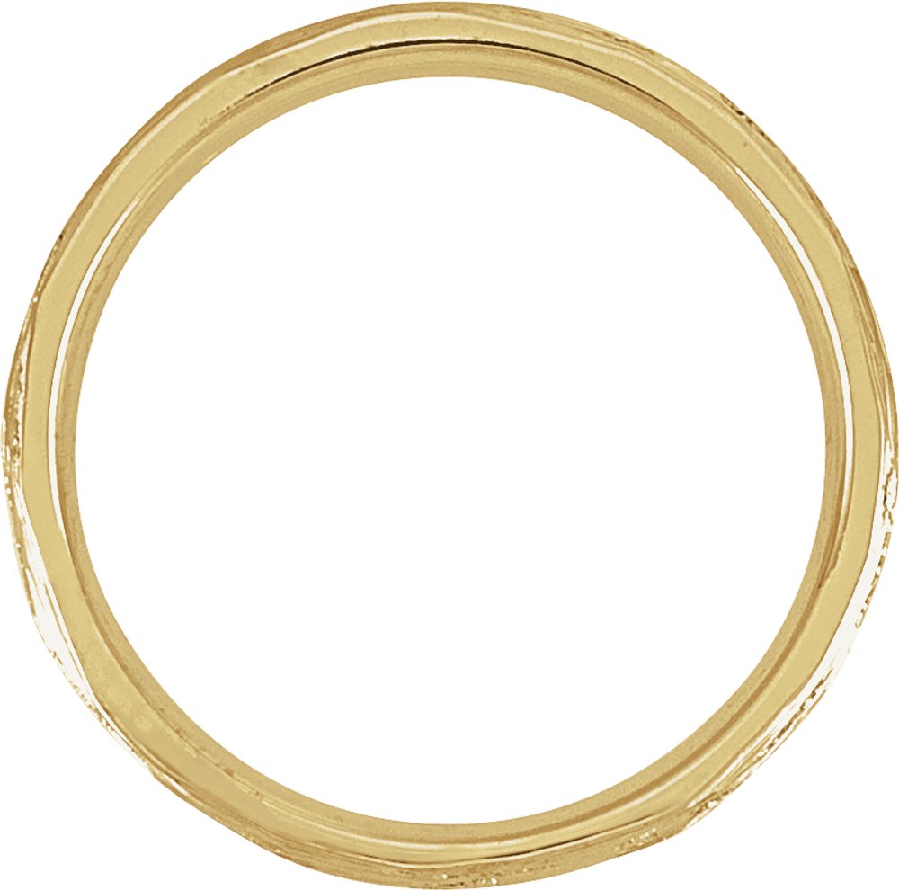 14K Yellow 3 mm Tree Bark-Inspired Comfort-Fit Flat Band Size 5.5