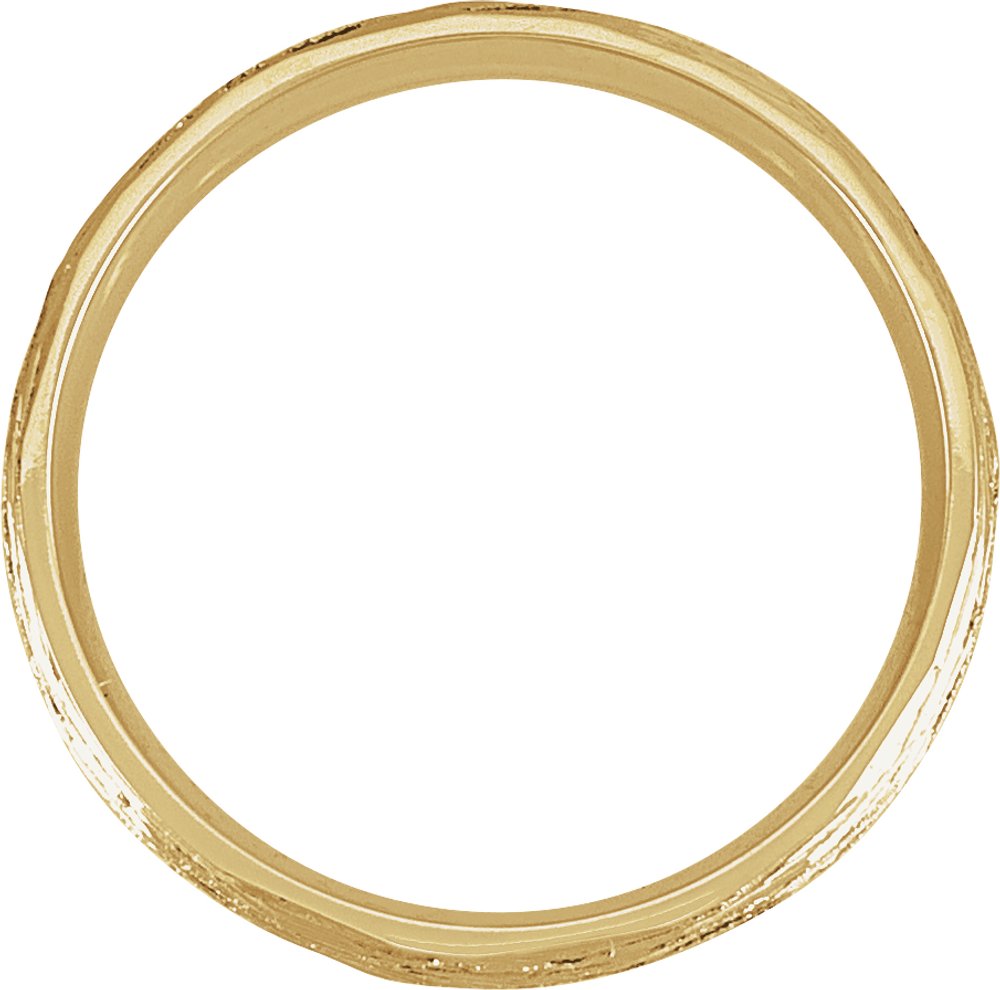 10K Yellow 5 mm Tree Bark-Inspired Comfort-Fit Flat Band Size 10.5