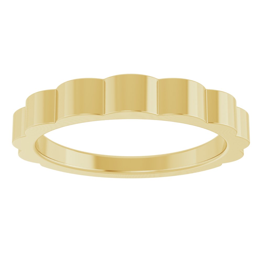 14K Yellow Gold 3 mm Grooved Tapered Band Size 7
