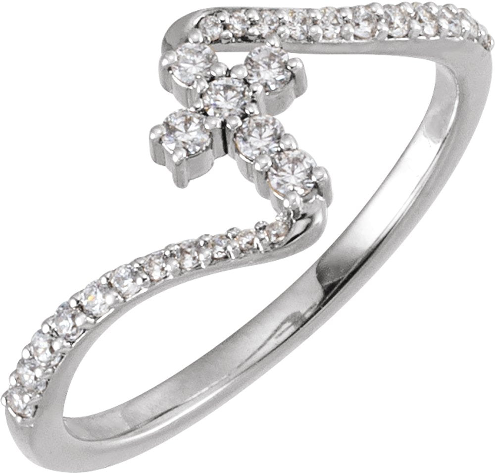 14K White Gold 1/4 CTW Lab-Grown Diamond Cross Ring