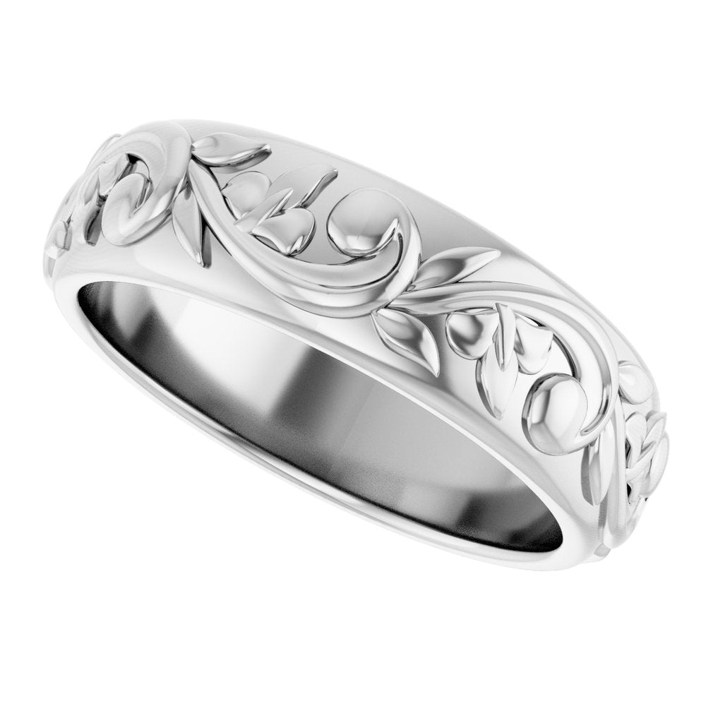 14K White Gold 5 mm Sculptural Band Size 6