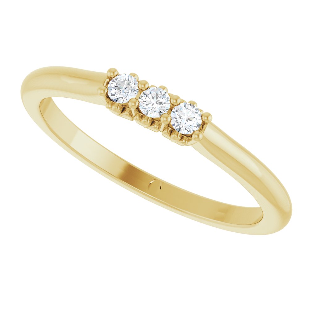 14K Yellow Gold .08 CTW Lab-Grown Diamond Three-Stone Anniversary Band