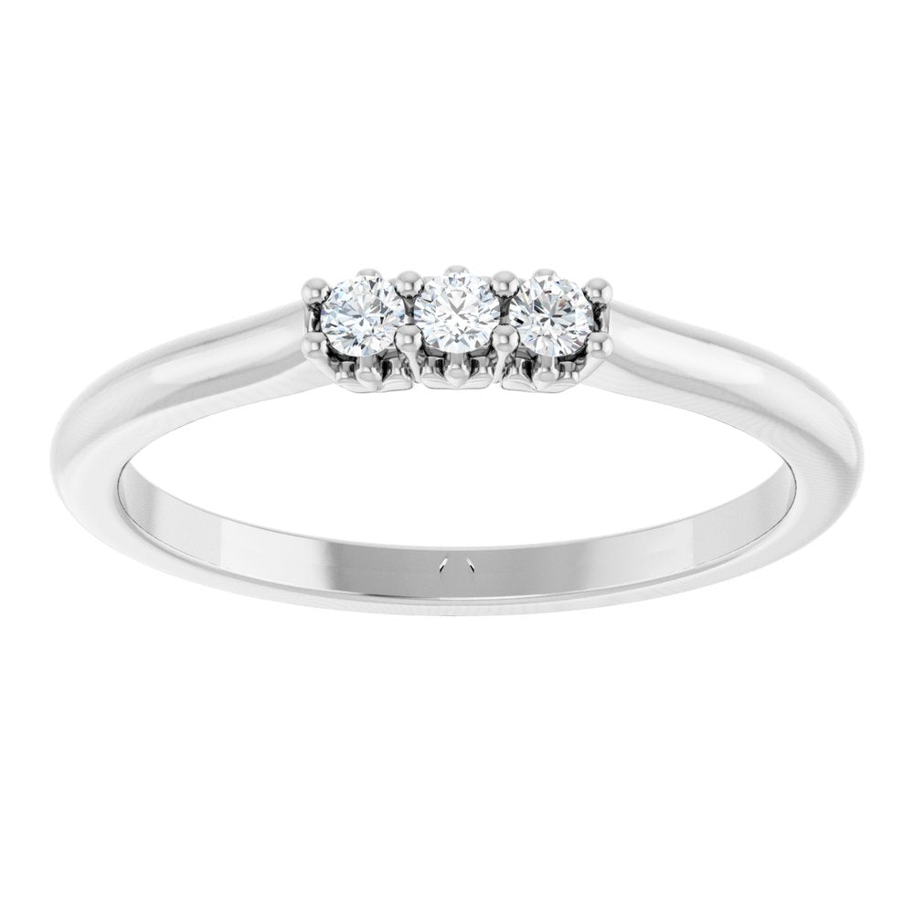 14K White Gold .08 CTW Natural Diamond Three-Stone Anniversary Band
