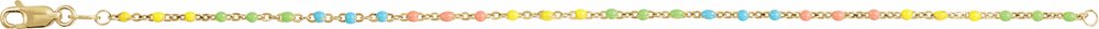 14K Yellow Gold-Filled 1.7 mm Multicolor Enamel Bead Cable 7" Chain