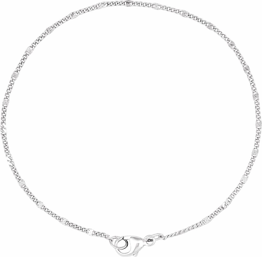 Sterling Silver 1.15 mm Dapped Diamond-Cut Curb 7" Chain
