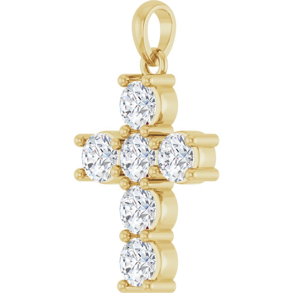 14K Yellow Gold 1 CTW Lab-Grown Diamond Cross Pendant