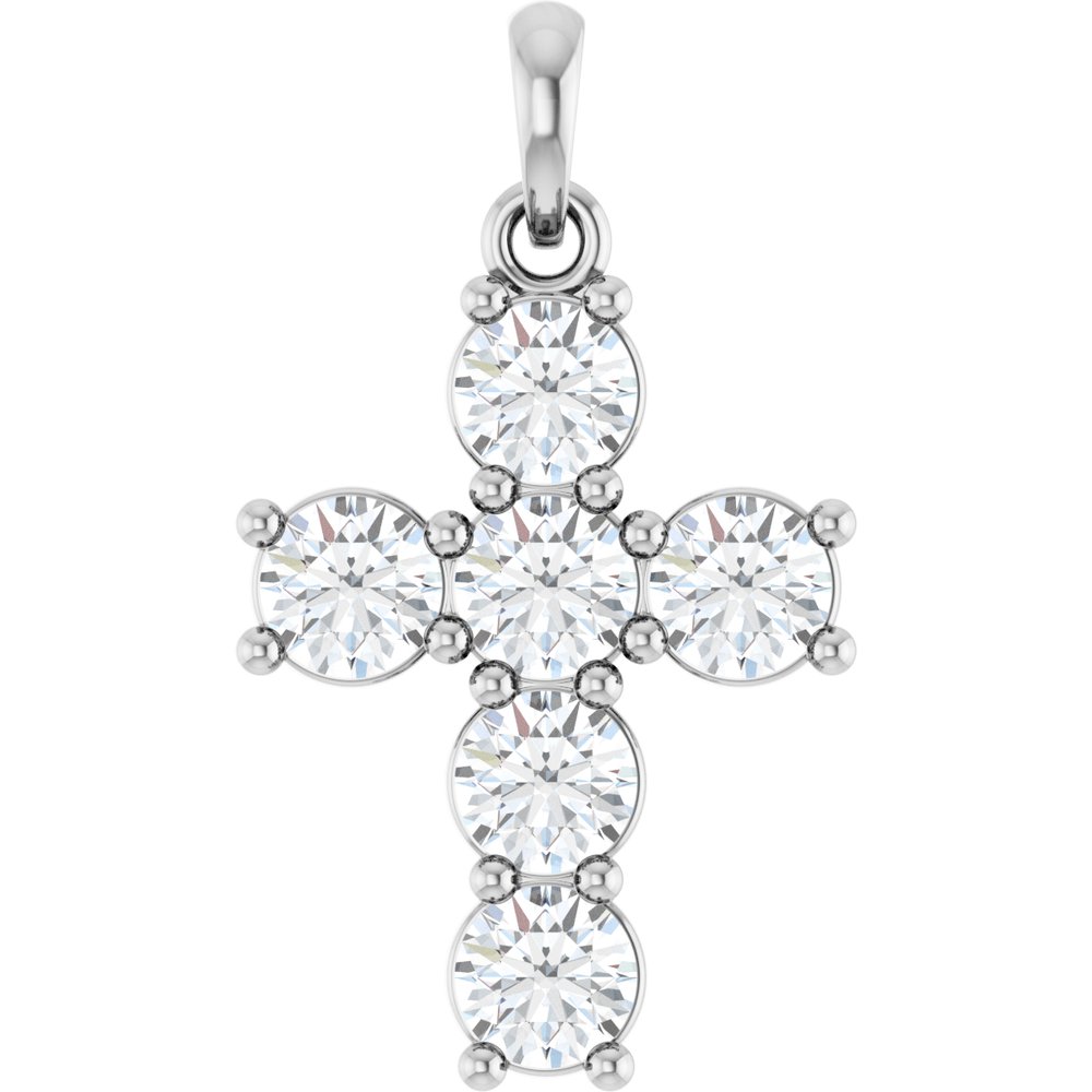 14K White Gold 1 CTW Lab-Grown Diamond Cross Pendant