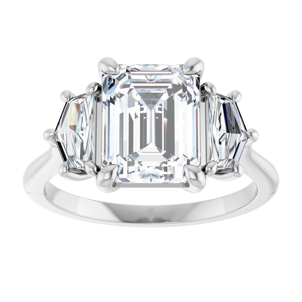 14K White Gold 3 CTW Lab-Grown Diamond Three-Stone Engagement Ring