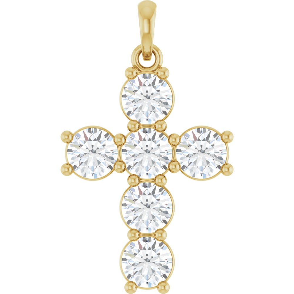 14K Yellow Gold 1 1/2 CTW Lab-Grown Diamond Cross Pendant