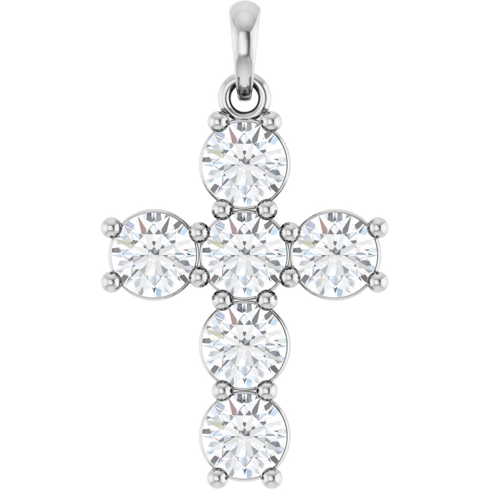 14K White Gold 1 1/2 CTW Lab-Grown Diamond Cross Pendant