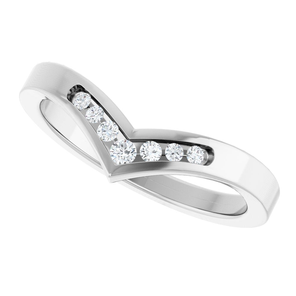 14K White Gold .08 CTW Natural Diamond Contour Band