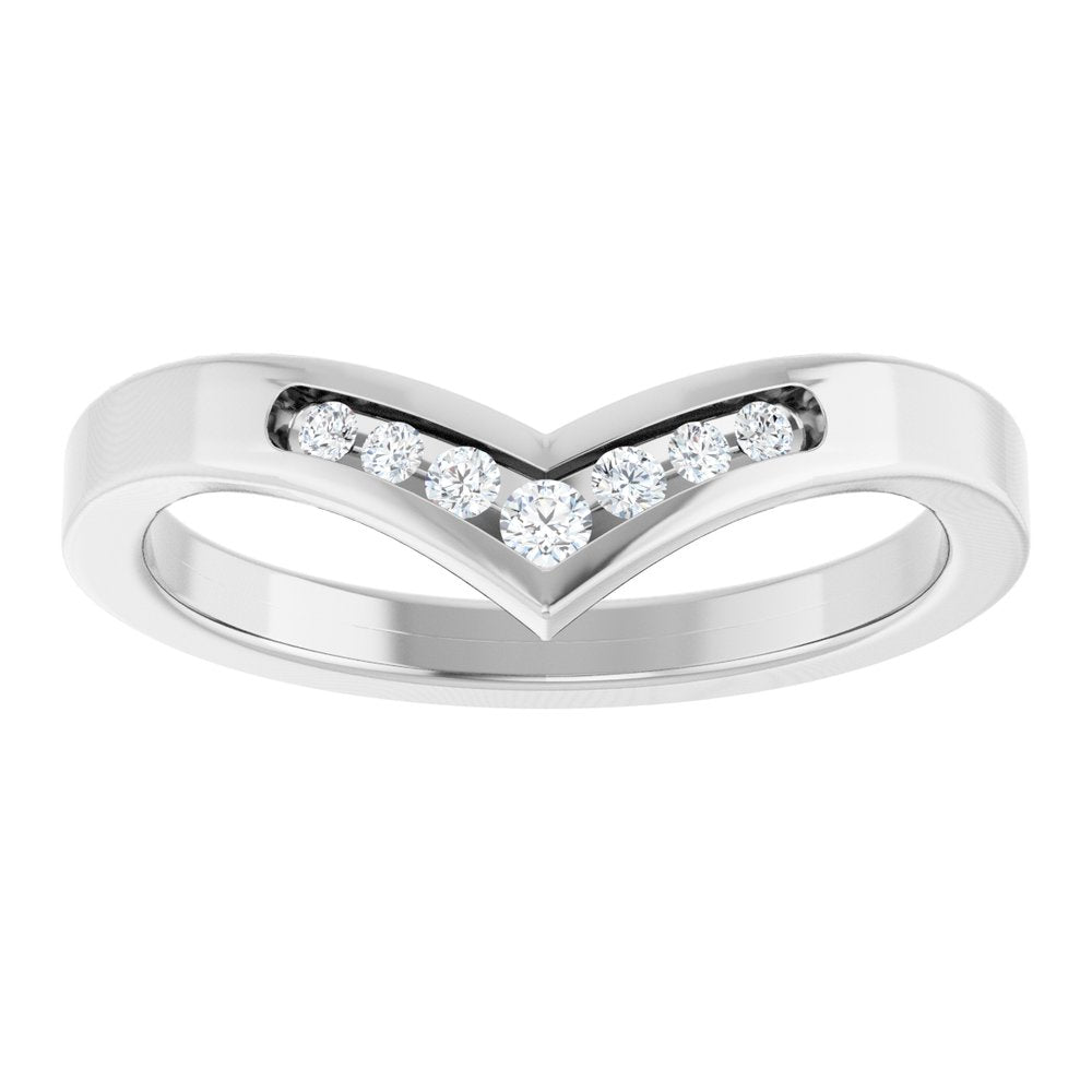 14K White Gold .08 CTW Natural Diamond Contour Band