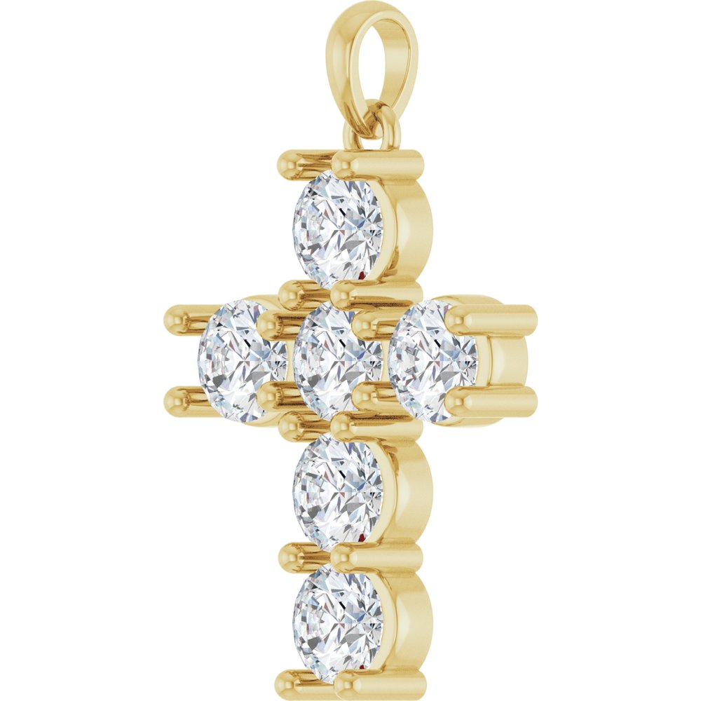 14K Yellow Gold 2 CTW Lab-Grown Diamond Cross Pendant