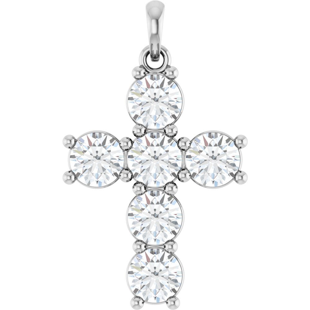 14K White Gold 2 CTW Lab-Grown Diamond Cross Pendant