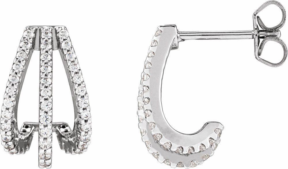 14K White Gold 1/2 CTW Lab-Grown Diamond 14 mm Hoop Earrings