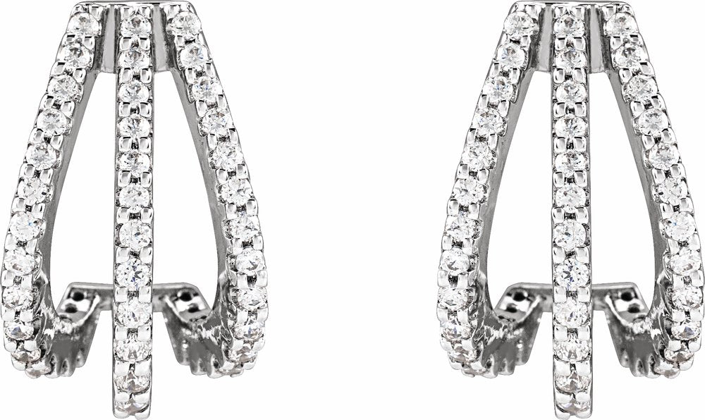 14K White Gold 1/2 CTW Lab-Grown Diamond 14 mm Hoop Earrings