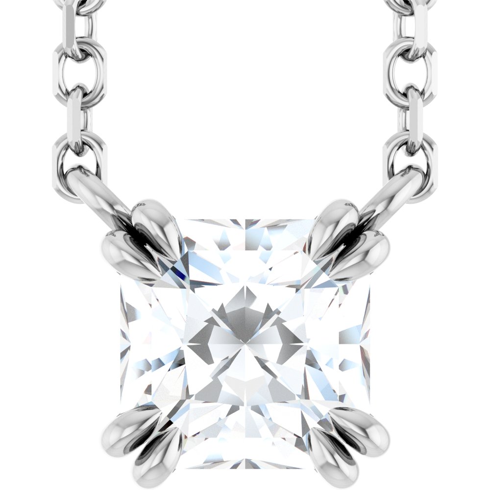 14K White Gold 1/2 CT Lab-Grown Diamond Solitaire 18" Necklace