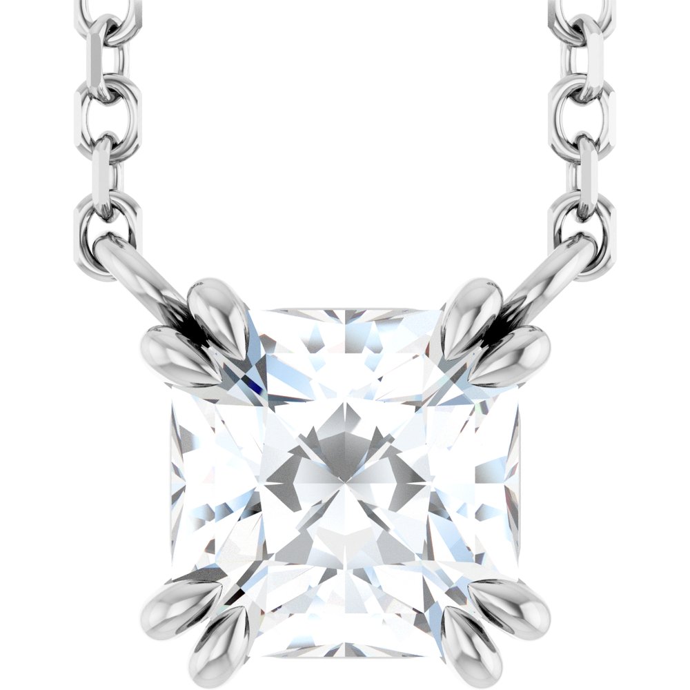 14K White Gold 3/4 CT Lab-Grown Diamond Solitaire 18" Necklace