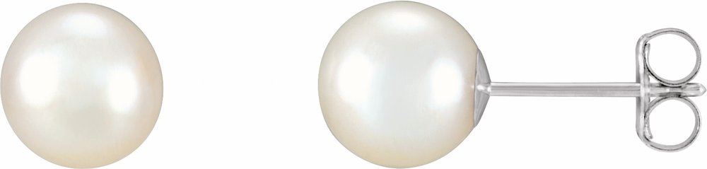 14K White Gold Cultured White Freshwater Pearl Earrings