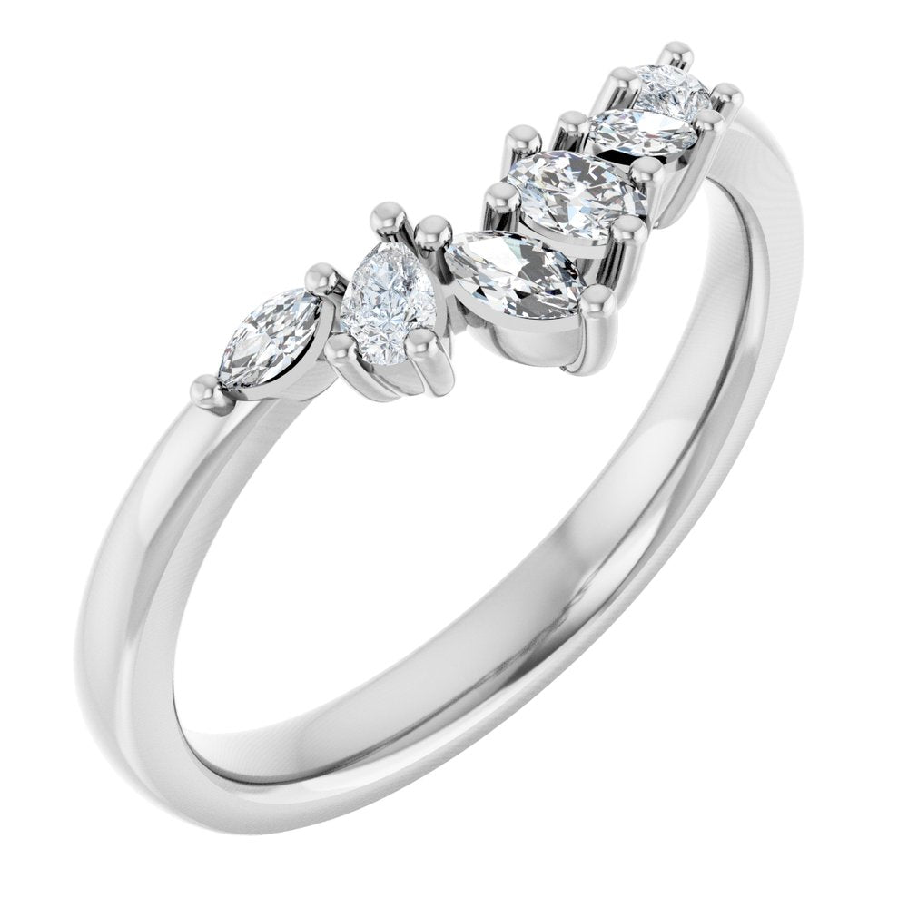 14K White 1/3 CTW Lab-Grown Diamond Contour Band