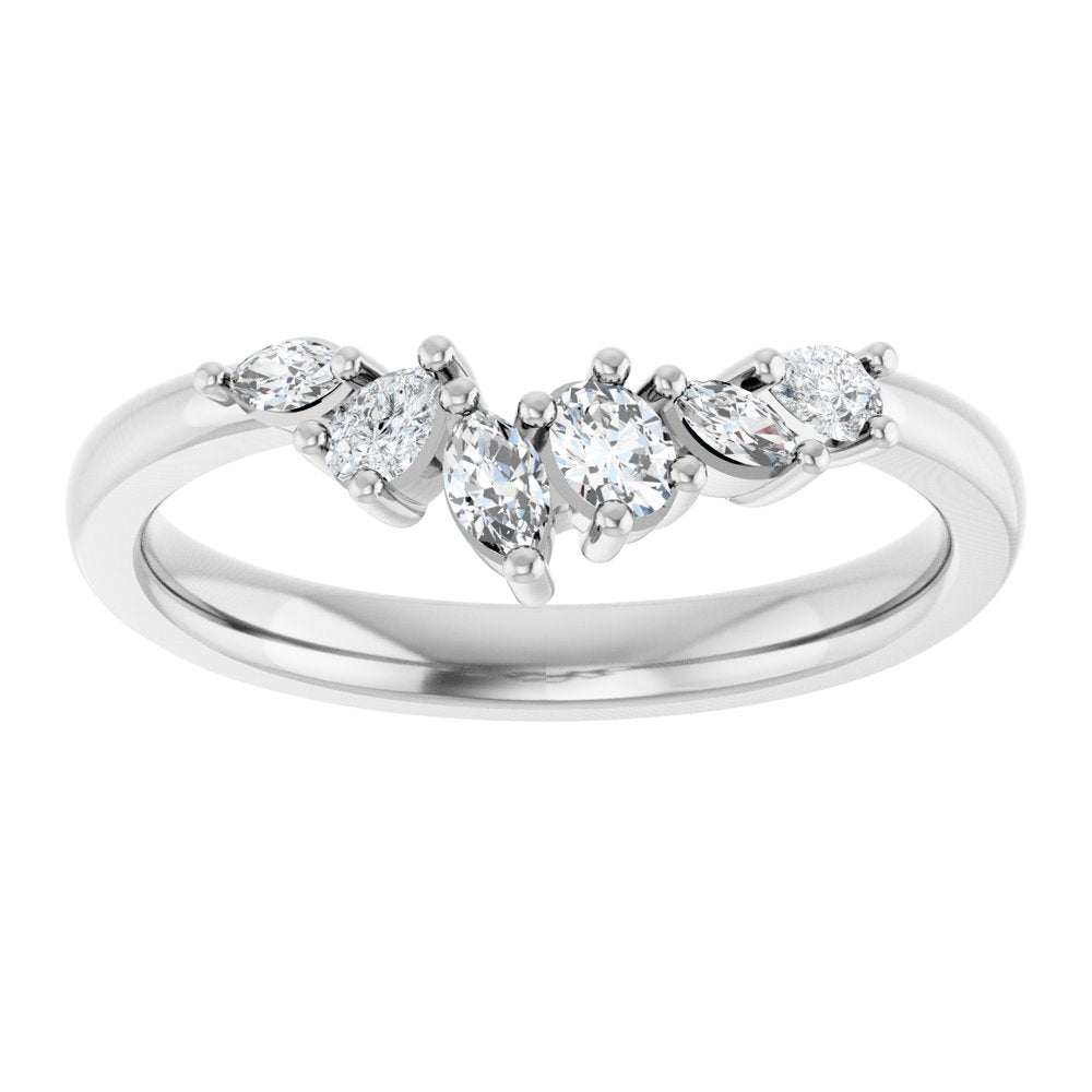 14K White 1/3 CTW Lab-Grown Diamond Contour Band