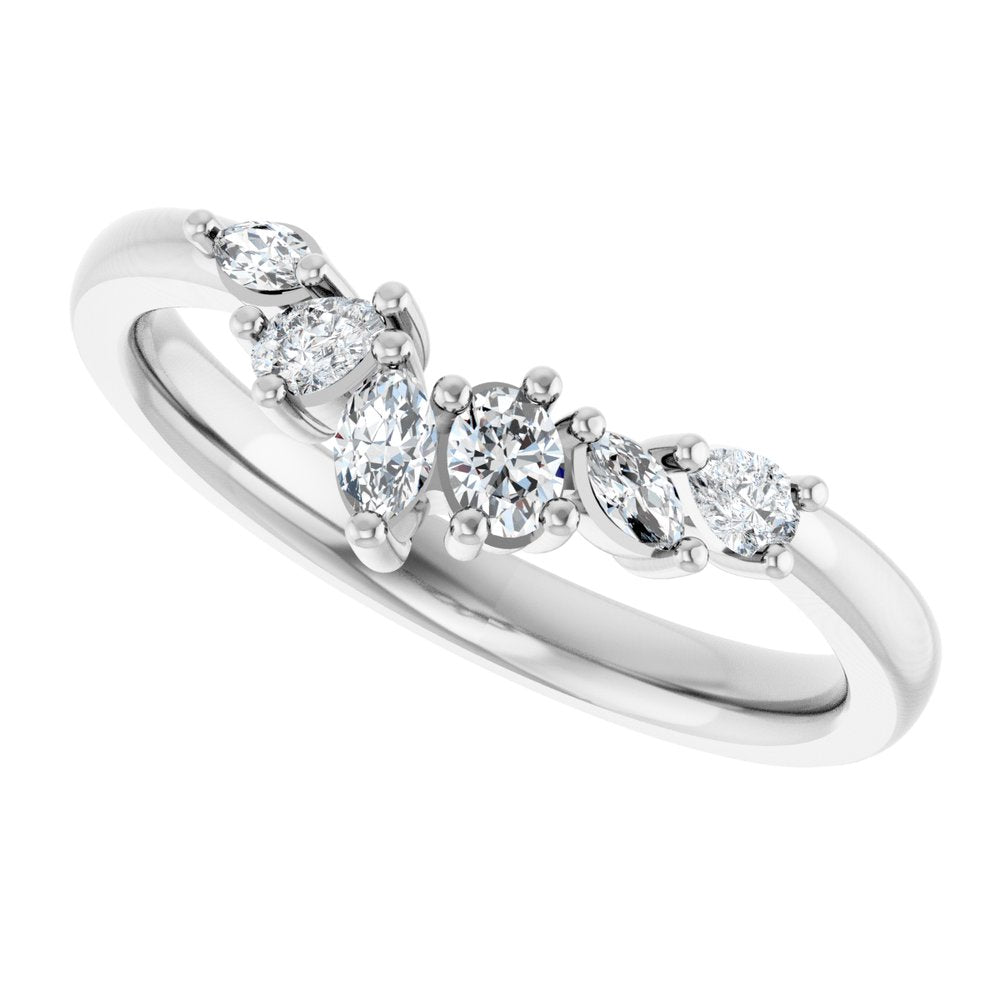 14K White 1/3 CTW Lab-Grown Diamond Contour Band