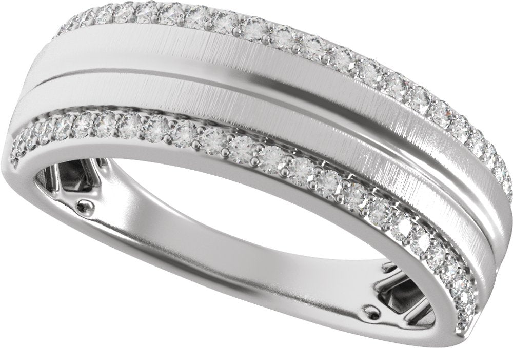 14K White Gold 1/2 CTW Natural Diamond Tapered Comfort-Fit Half Round Band