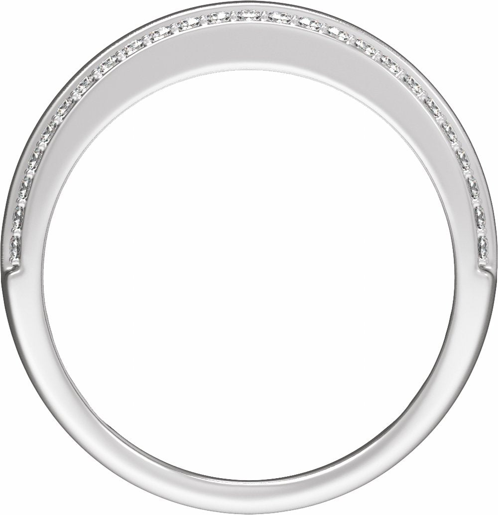 14K White 1/2 CTW Natural Diamond Tapered Comfort-Fit Half Round Band