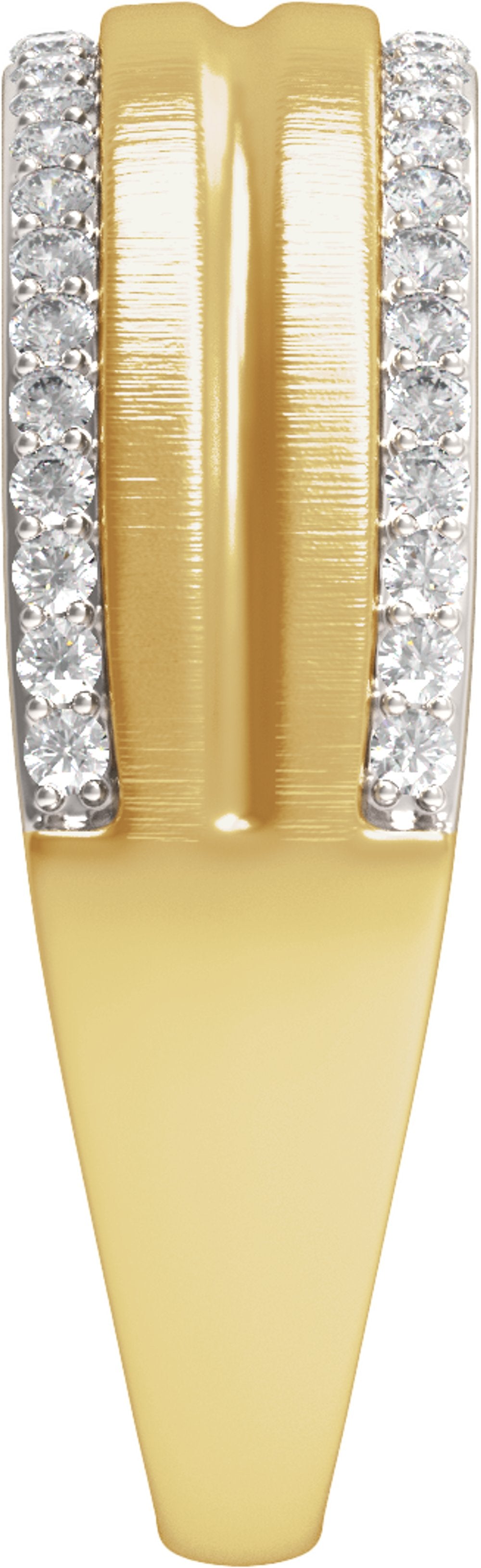 Rhodium-Plated 14K Yellow Gold 1/2 CTW Natural Diamond Tapered Comfort-Fit Half Round Band