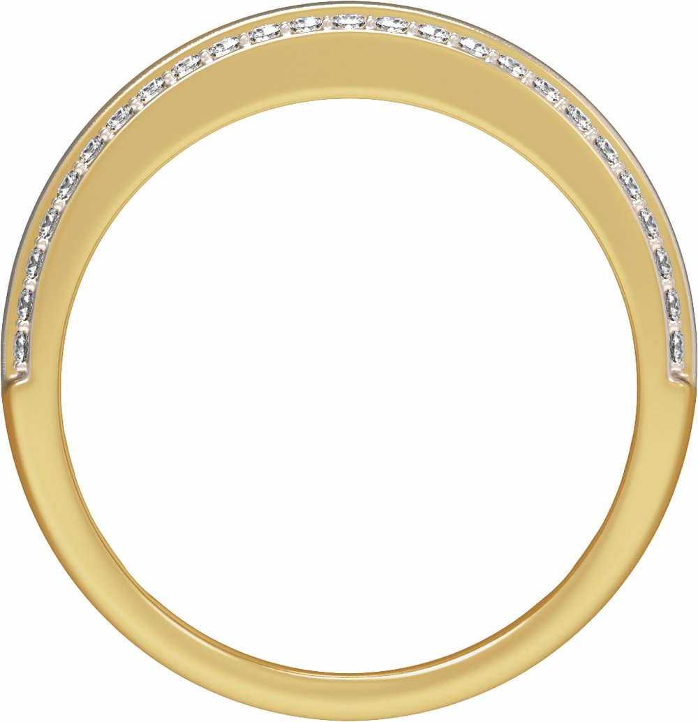 Rhodium-Plated 14K Yellow Gold 1/2 CTW Lab-Grown Diamond Tapered Comfort-Fit Half Round Band