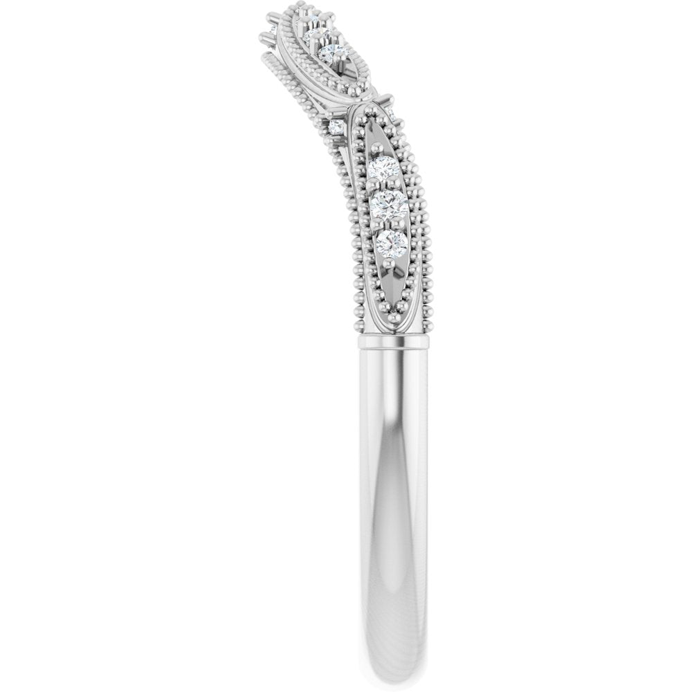 14K White Gold .07 CTW Natural Diamond Contour Band