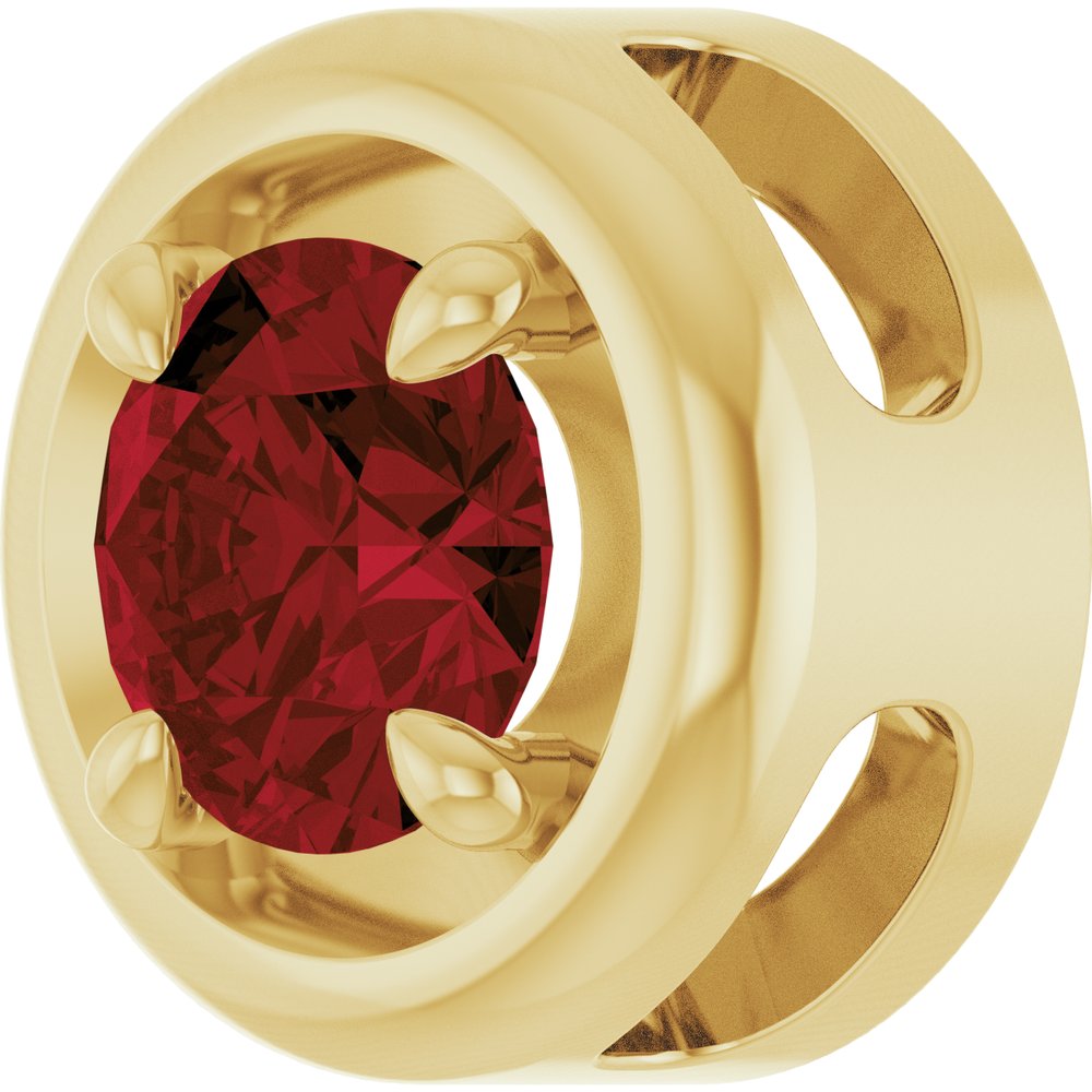 14K Yellow Gold 5 mm Natural Mozambique Garnet Solitaire Slide Pendant