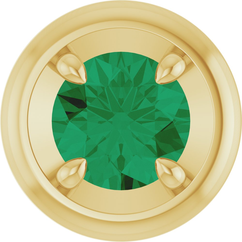 14K Yellow Gold 5 mm Lab-Grown Emerald Solitaire Slide Pendant